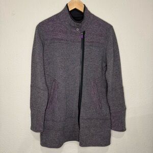 Title Nine Swacket Sweater Jacket Wool Blend Grey & Purple Women’s Size Medium